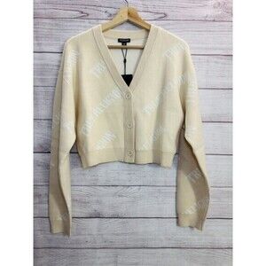 NEW! True Religion  AOP Cropped Soft Cardigan Sweater Women's M
